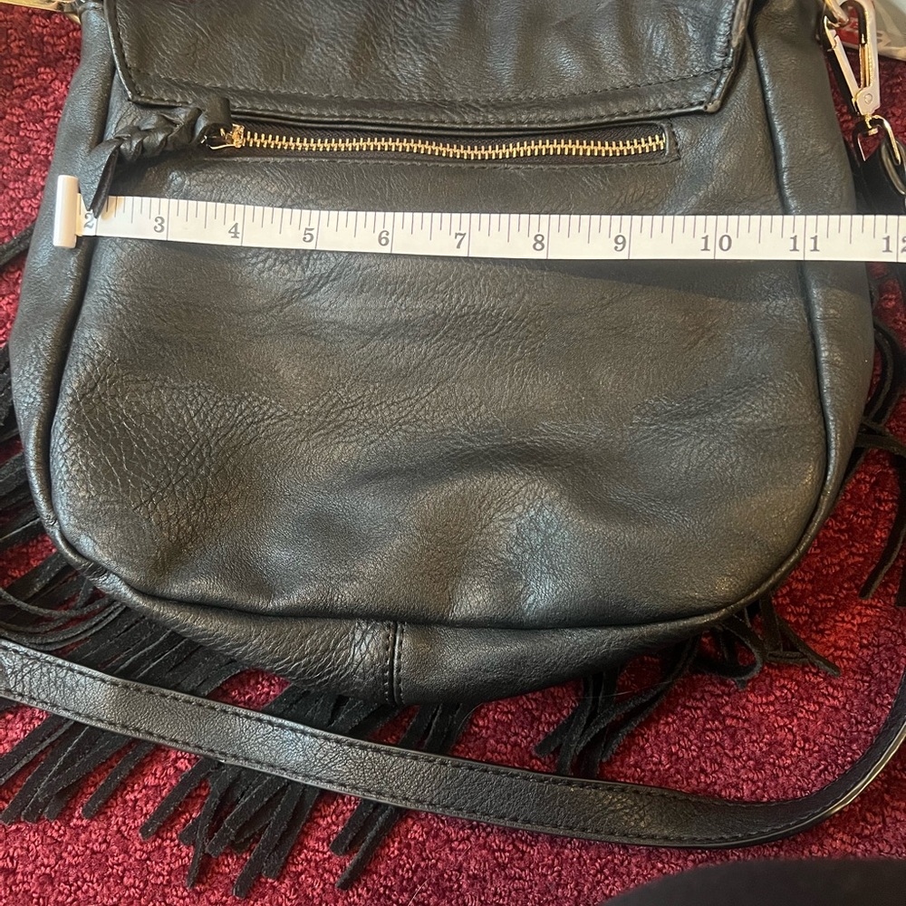Sole Society EUC black Fringe Faux Leather Crossbody - Picture 6 of 10